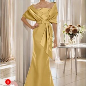 Glamorous Gold Off-Shoulder Wedding Dress